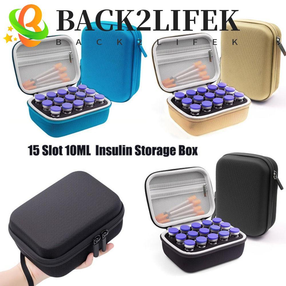 BACK2LIFEK เคสอินซูลิน Vials ความจุขนาดใหญ่ 15 ช่องกล่องเก็บอินซูลิน, Vials Storage กันน้ําทนต่อการส