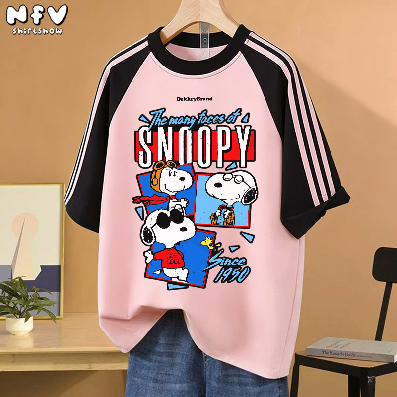 【จัดส่งตลอด 24 ชั่วโมง】NFV เสื้อยืดแขนสั้นคอกลม สไตล์เกาหลี ลายพิมพ์การ์ตูน Snoopy ทรงหลวม ระบายอากาศ ผ้าฝ้าย YG4806 ราคา ถูกที่สุด ดีลบีเคเค แกลเลอรีภาพที่ 3