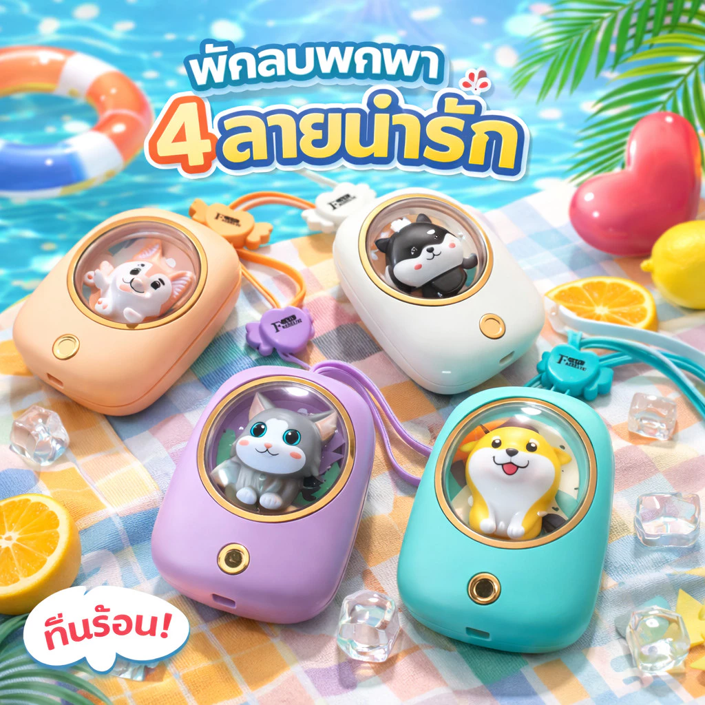 พัดลม พัดลมพกพาแคปซูล พัดลมคล้องคอ ไร้ใบพัด ปรับลมได้ 3 ระดับ ลมแรง เงียบ ชาร์จ USB แบตอึด พัดลมมินิ พัดลมน่ารัก thumbnail 4