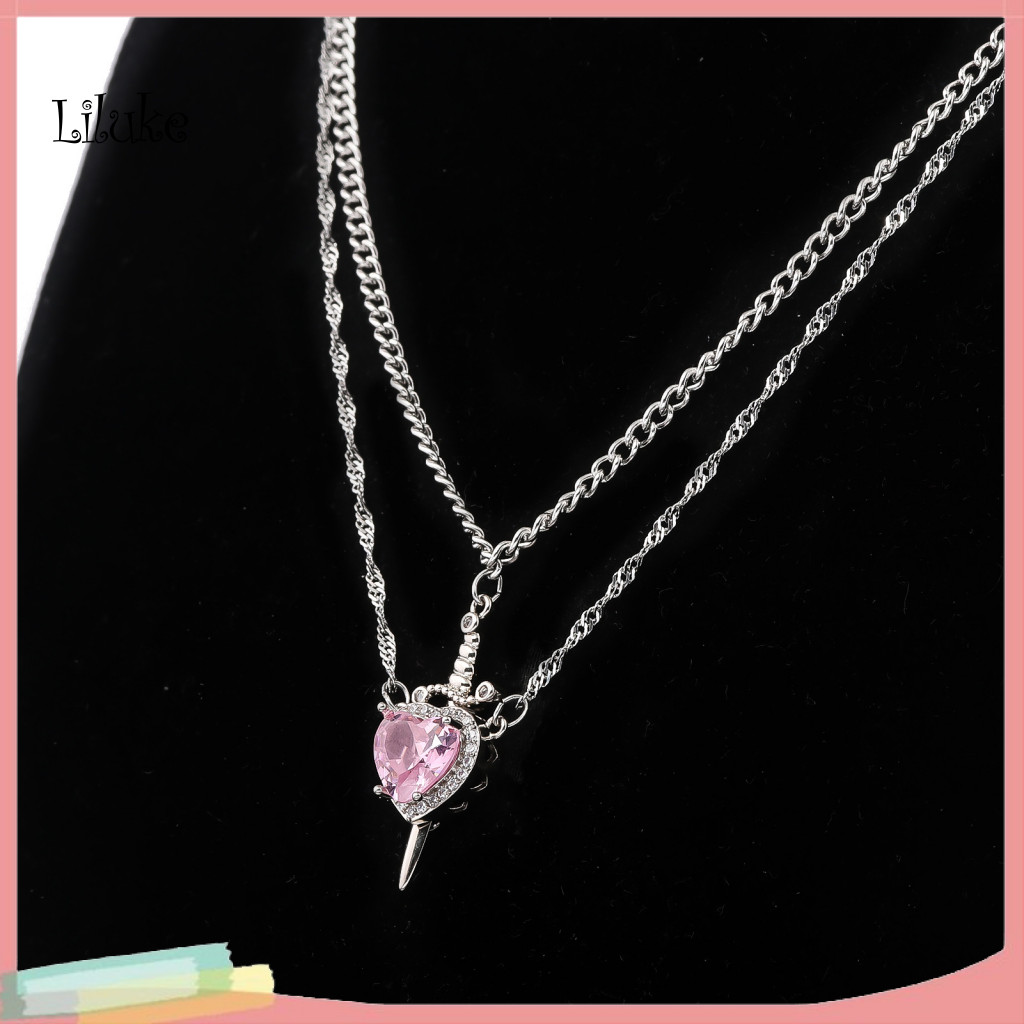 LK หัวใจสร้อยคอคู่ Love Token สร้อยคอชุดสร้อยคอคู่ชุด Cubic Zirconia Heart จี้จับคู่เครื่องประดับสํา