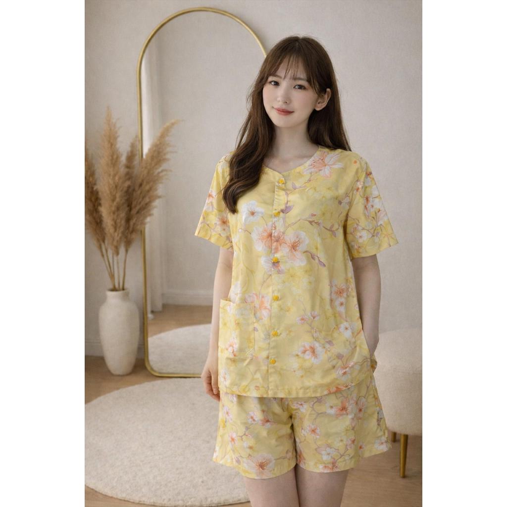 GOLDY FLOWER SILK PAJAMAS