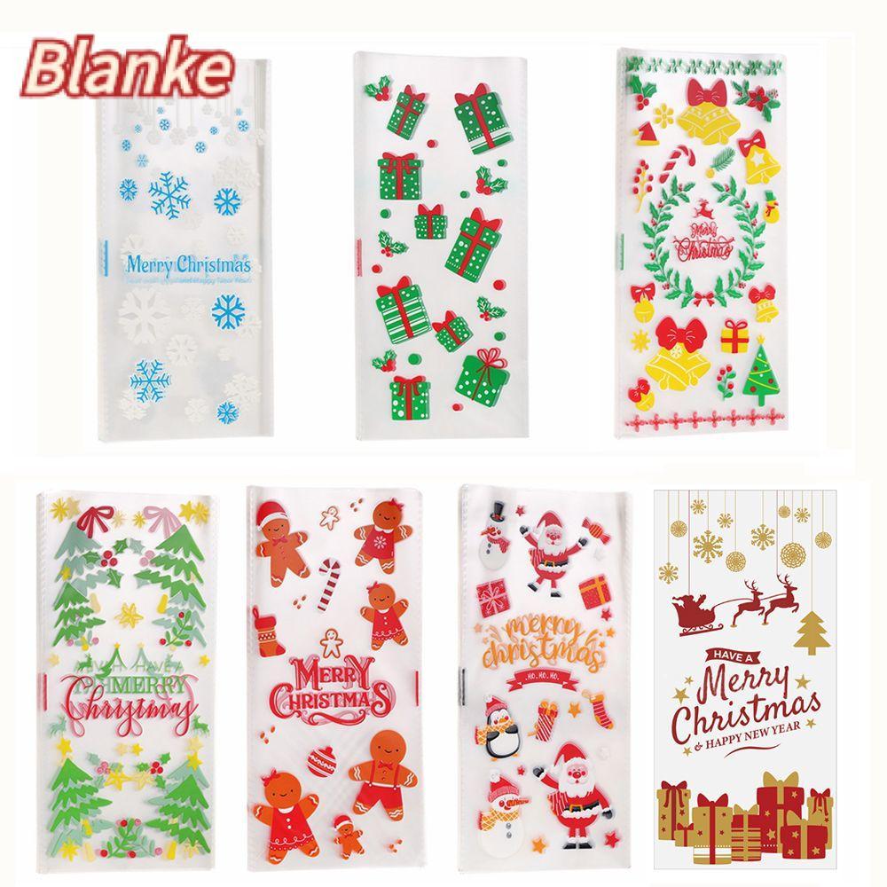BLANKE 50PCS Candy Cellophane Bag Creative Snow Bell Tree Gingerbread Cookie Packing