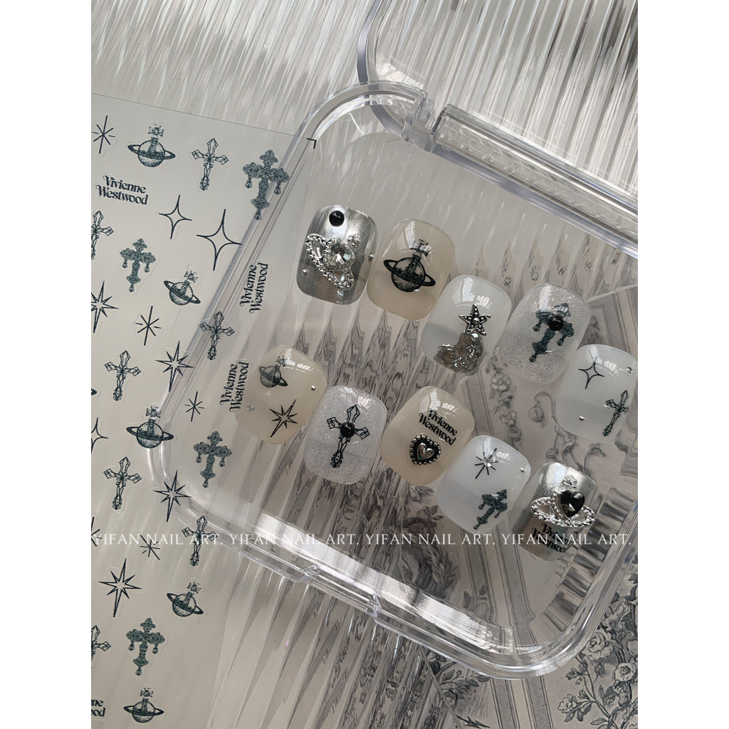 YIFNAIL Retro Minimalist Queen West Little Saturn สติกเกอร์แต่งเล็บปลายนิ้วขนาดเล็ก Universe J31E99