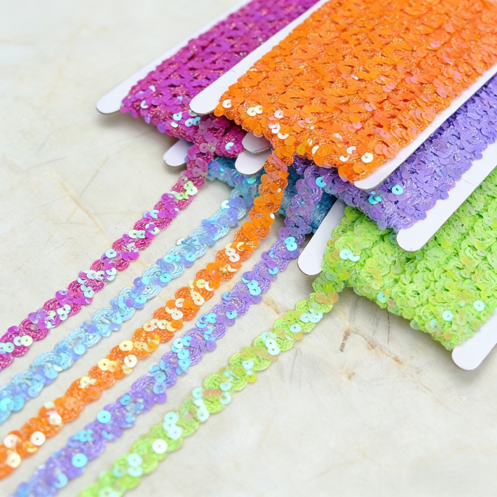 2Yards 15 มม.Glitter Wave เลื่อมตัดริบบิ้นสําหรับหัตถกรรม