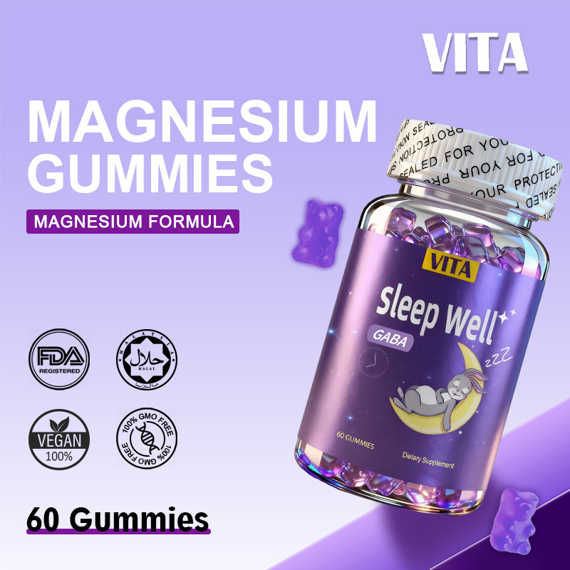 VITA Sleep GABA Sugar Gummies สลีปกัมมี่ กัมมี่ วิตามินรวม อาหารเสริม อาหารเสริมช่วยให้นอนหลับ หลับลึก ผ่อนคลาย 60Pcs