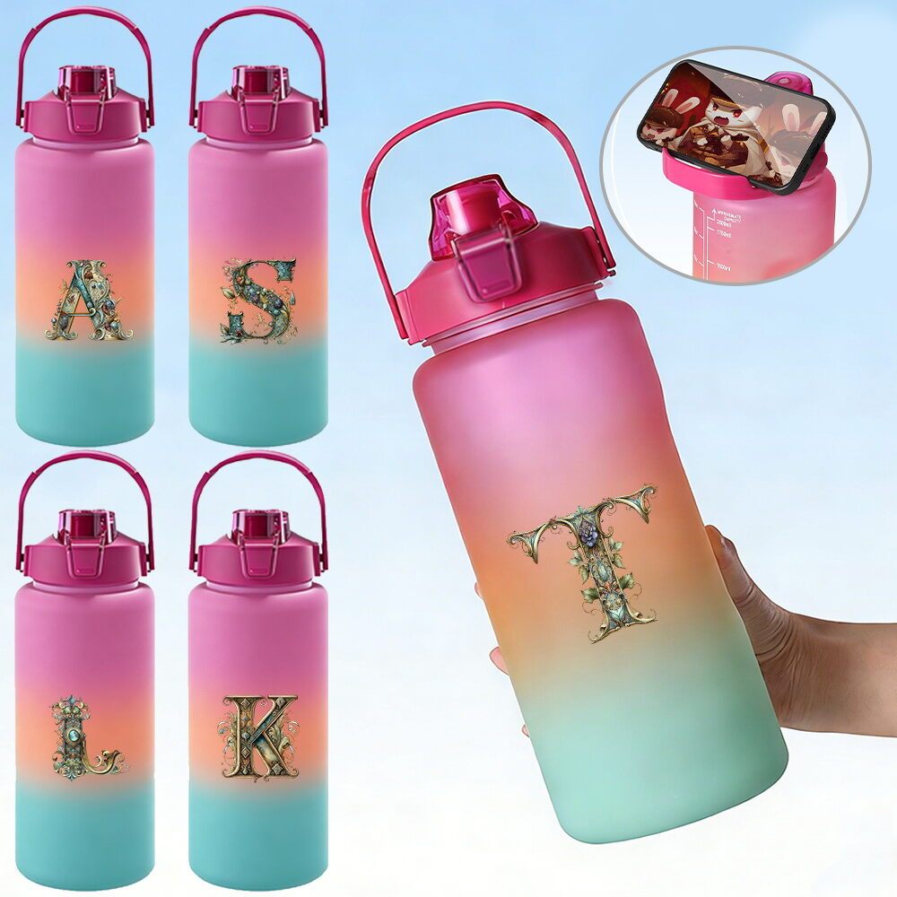 กระบอกน้ำ Water Bottle ความจุ 2000ml ขวดน้ำขนาดใหญ่ พร้อมหลอด มีที่จับ