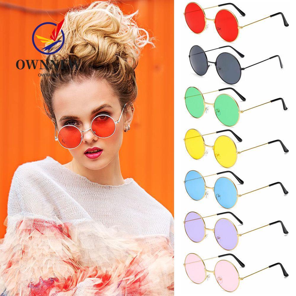 OWNNEW แว่นกันแดดทรงกลม Hippie Retro Fashion Circle Glasses