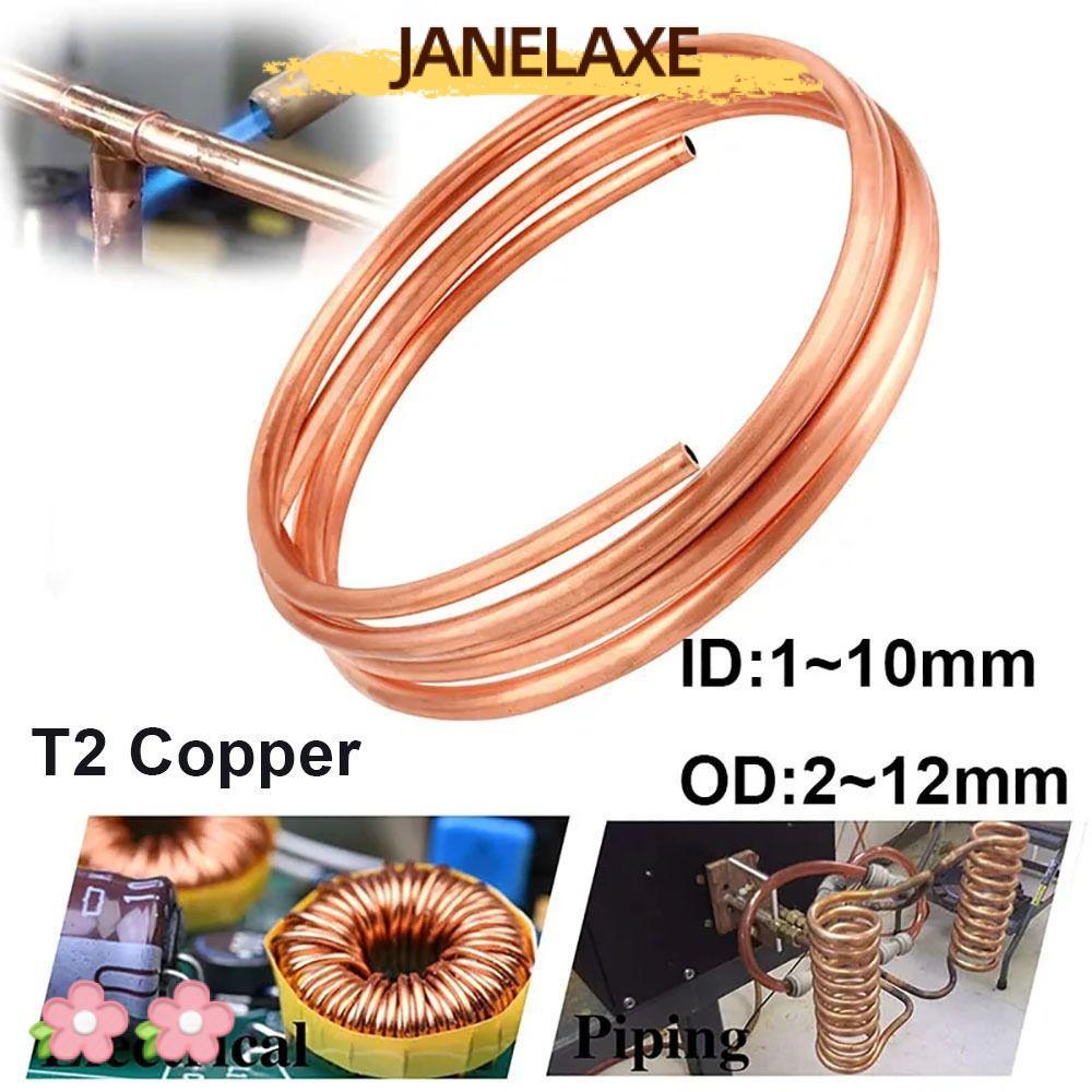 JANELAXE932JN 1 ชิ้นท่อทองแดงขดลวดทองแดงบริสุทธิ์ 99.9% 1 เมตร T2 ทองแดง, ทนทาน OD 2-12 มม. ID 1-10 