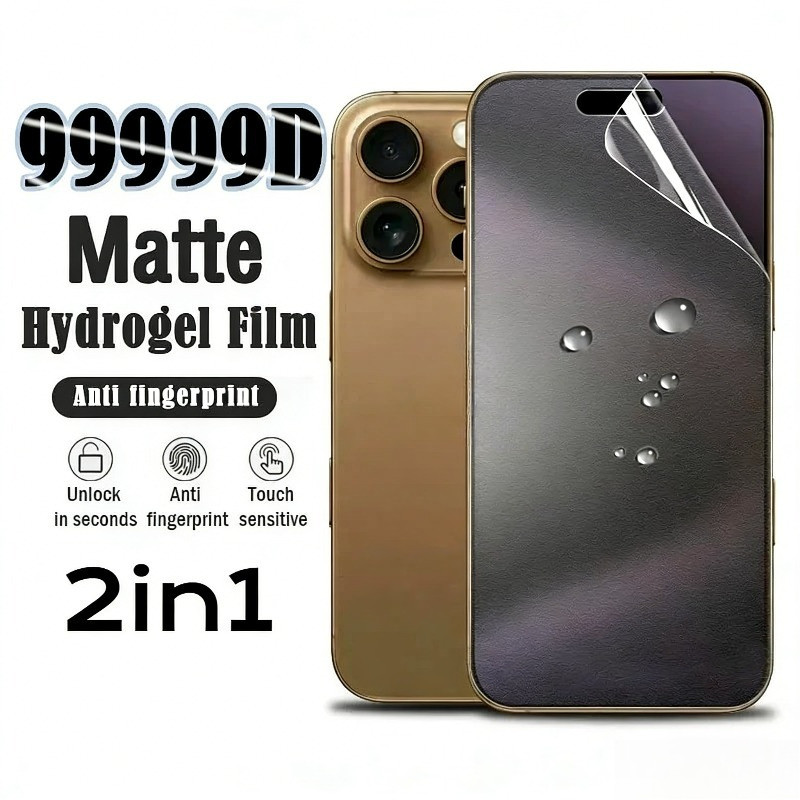 2in1 ป้องกันหน้าจอสําหรับ Apple iPhone 17e 17 Air Pro Max Matte Frosted Hydrogel ฟิล์มโทรศัพท์ด้านหน