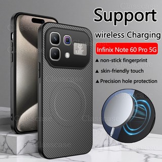 ปลอกสําหรับ Infinix Note 60 Pro 60Pro + 60Pro + 60Ultra Note60Pro รูปแบบคาร์บอนไฟเบอร์แม่เหล็กดูดสีทึบเรียบง่ายเคสโทรศัพท์เลนส์ป้องกันกันกระแทกฝาหลัง