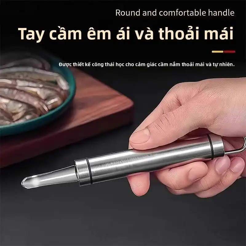 NDU9 0.00[รายการแนะนํา] เครื่องมือขูดกุ้งสแตนเลสตัดด้ายกุ้งมีดปอกกุ้งเปิดหลังกุ้งเครื่องมือกําจัดเนื