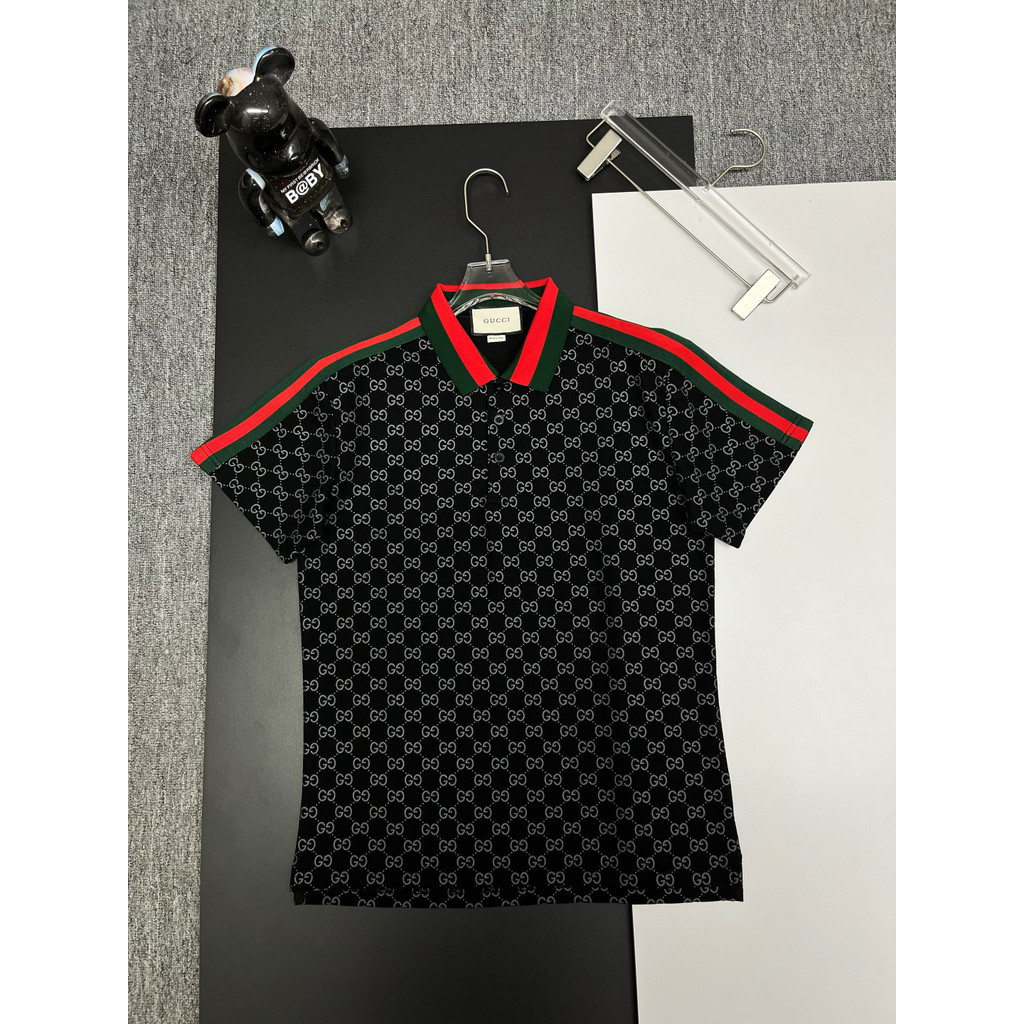 2026GUCCI ผู้ชายผู้หญิงพิมพ์เสื้อยืดหลวมเสื้อยืด Commuter เสื้อยืด High-End เสื้อยืดรอบคอ Retro กีฬา