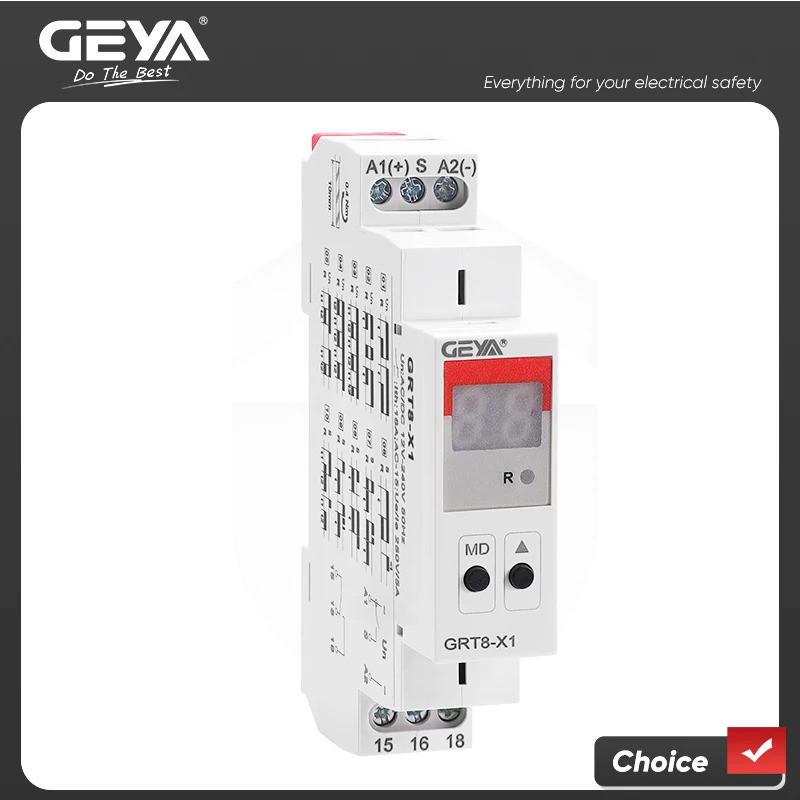 GEYA GRT8-X รีเลย์จับเวลามัลติฟังก์ชั่น 20 ฟังก์ชั่น AC230V หรือ AC/DC12V-240V 0.1S-99days Delay Rel