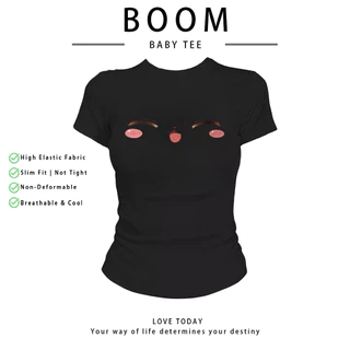 COD（จัดส่งภายใน 24 ชั่วโมง）เสื้อสาวอวบ เสื้อครอปท็อป แขนสั้น babytee สไตล์เกาหลี y2k T-shirt | ลายการ์ตูน