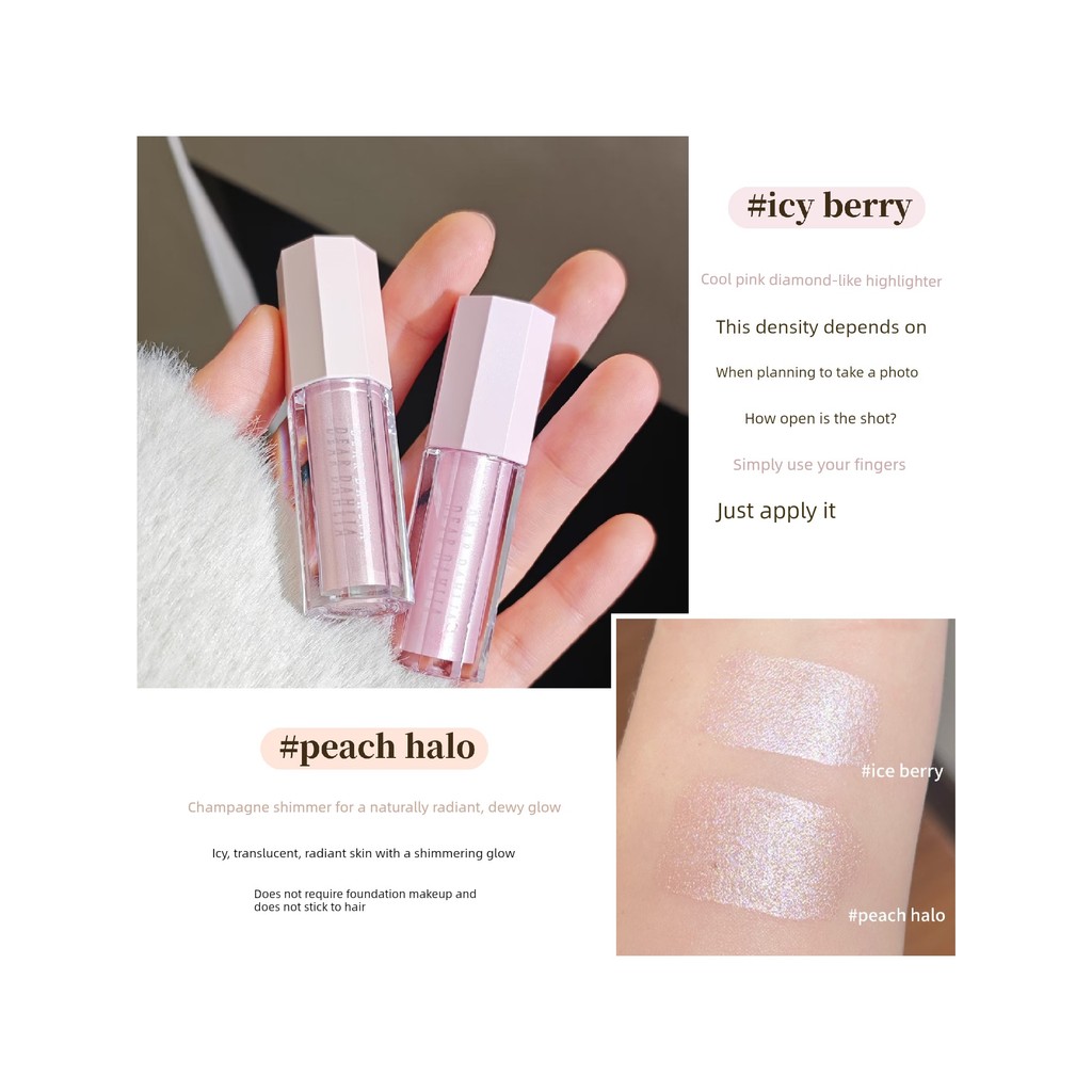 ไฮไลท์ คอนทัวร์ เกาหลี deardahlia Paradise Liquid Highlighter ตัวอย่าง 01#icy Berry Natural Brighten