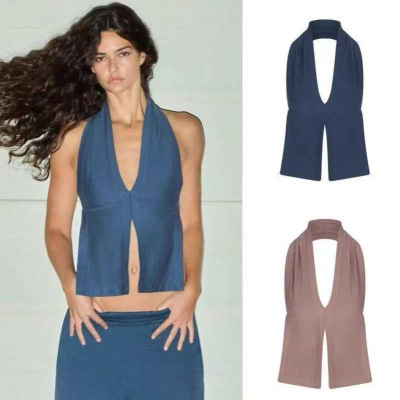 Skims OUTDOORHEAVYJERSEYHALTERTOP คล้องคอคอวีลึก