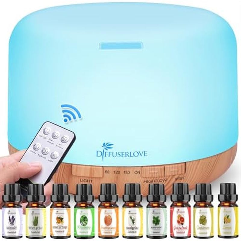 Diffuserlove Essential Oil Diffuser 500ML Aromatherapy Diffuser Mist Humidifiers 7 สีไฟ LED Diffuser