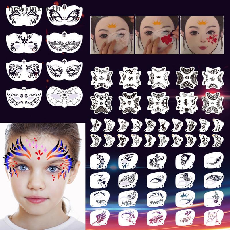 ^N^ Face Paint Stencils Professional Body Art Paint Stencils นํากลับมาใช้ใหม่สําหรับผู้ใหญ่เด็กใช้งา