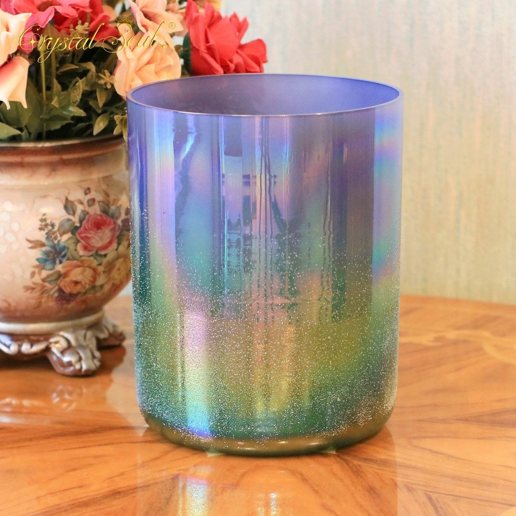Crystal Soul 432Hz Gradient Sandblasted Crystal Sound Bowl with Accessories for Meditation Sound Healing Yoga