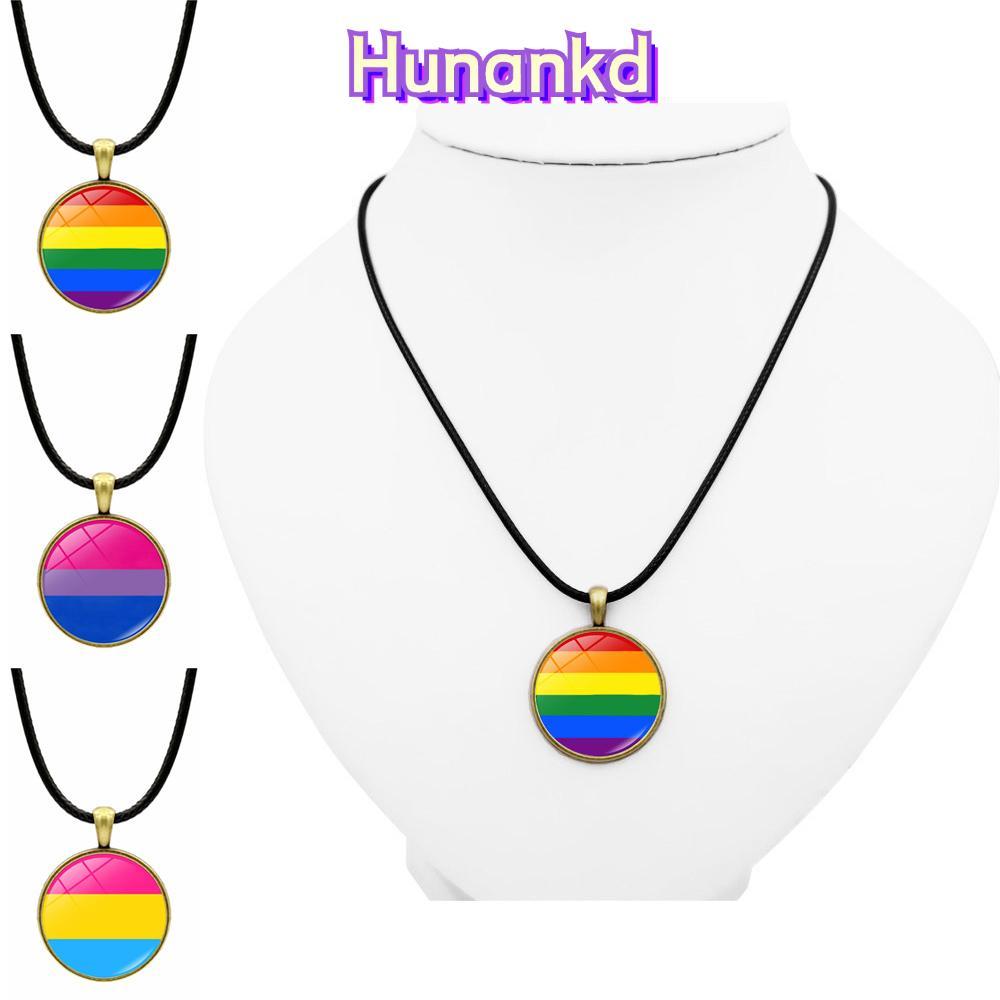 HUAN สร้อยคอสายรุ้ง ของขวัญ จี้ แฟชั่น LGBT