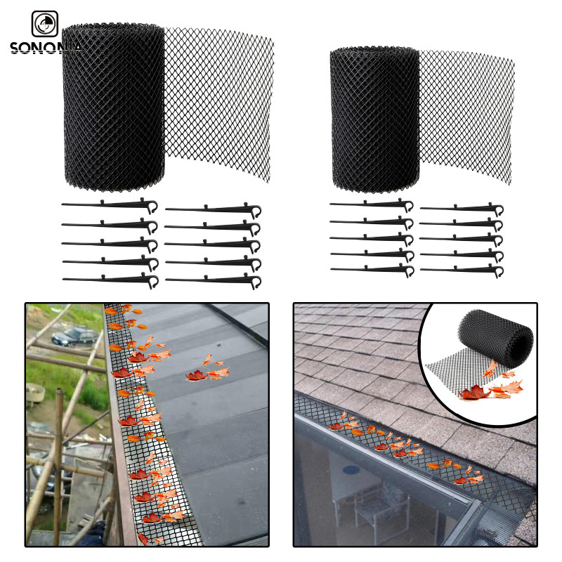 [SONONIA] Gutter Guard Mesh 20 Ft X 6In 26 Ft X 7In พลาสติกสีดํา Gutters Cover การ์ดรางน้ํา ติดตั้งง