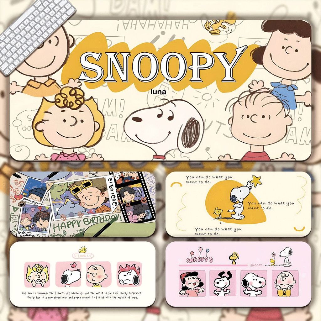 แผ่นรองเมาส์ลายการ์ตูน Snoopy การพิมพ์ HD แผ่นรองเมาส์กันน้ํา Seaming ขนาดใหญ่แผ่นรองเมาส์สําหรับเล่นเกมกันลื่น