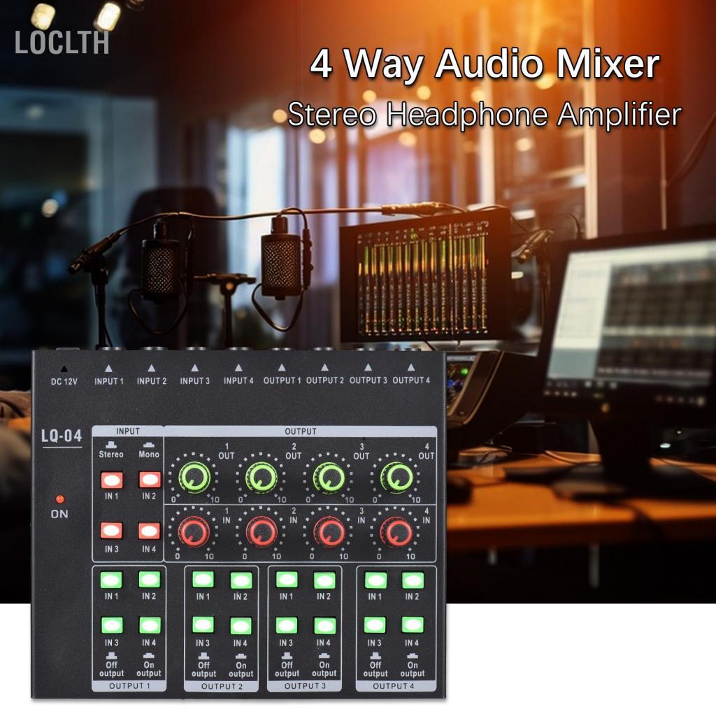 Loclth SIUKE 4 Channel Audio Mixer หูฟังพกพา AMP น้ำหนักเบาปุ่มปรับระดับเสียง 5V Power Interface สำห