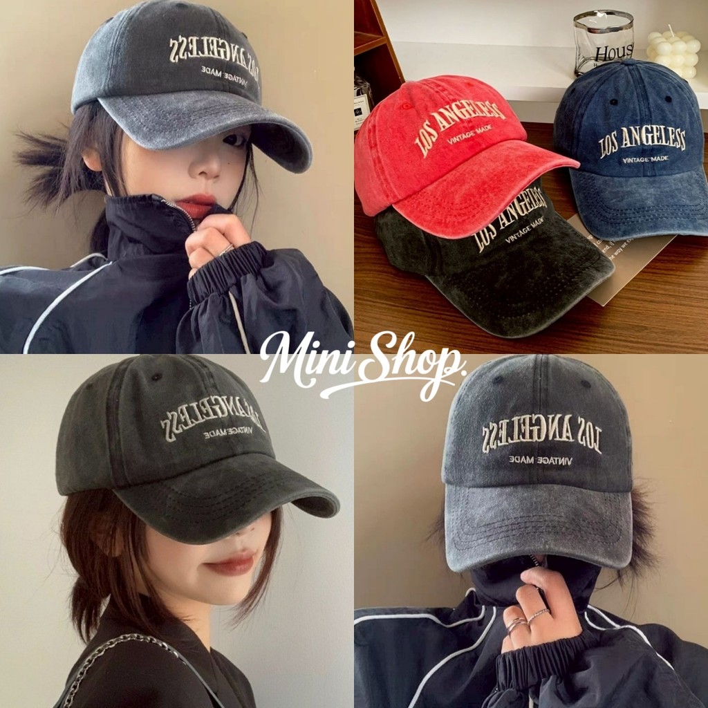 Mini shop🌸พร้อมส่ง🌸(MK-8)หมวกปีก ผ้ายีนส์สียีนส์ Caps ปักตัวอักษรเท่ๆ