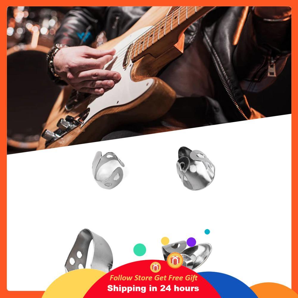 Skejnojj Skejnojj Finger Pick 4 ชิ้นสแตนเลสสตีลฝีมือดีสนิม Glossy ลักษณะ Thumb สำหรับกีตาร์ (Silver)