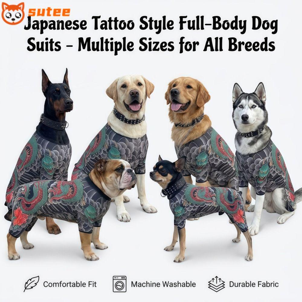 SUTEE สุนัขแมว Tattooed เสื้อกั๊ก, Four Seasons Breathable สัตว์เลี้ยง Tattoo Jacket, ความคิดสร้างสรรค์เหมือนจริง Cool ตลกเสื้อผ้าสัตว์เลี้ยง S ถึง 6XL