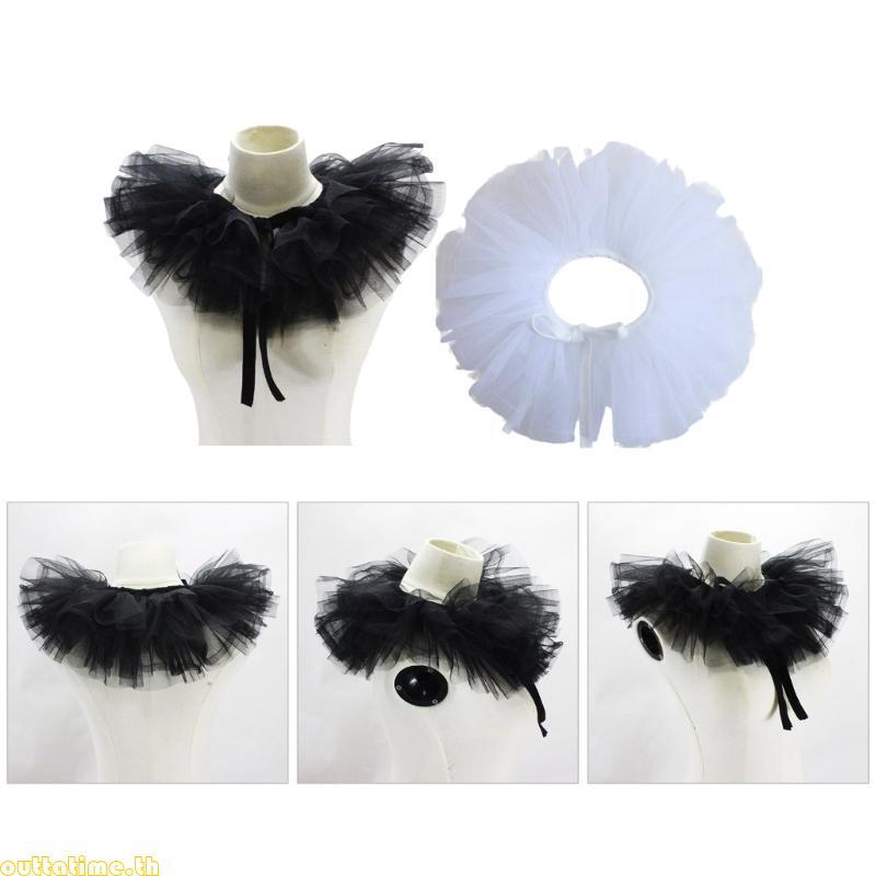 Time Fake Collar Victorian ที่ถอดออกได้ Jabot Collar Ruffled ลูกไม้ Jabot คอผู้ใหญ่ Stage Party Stea