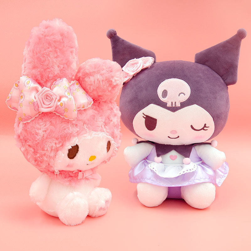 ตุ๊กตา Sanrio ของแท้ Rose Kuromi Melody ตุ๊กตาของเล่นตุ๊กตาสัตว์ Kuromi หมอนตุ๊กตาหญิง