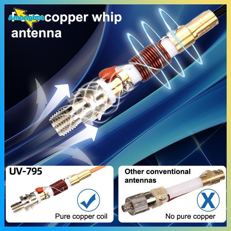 Amonghot> AR-795 SMA-F หญิง Dual Band VHF/UHF 136-174MHz/400-520MHz เสาอากาศแบบนุ่ม AR-795 สําหรับ U