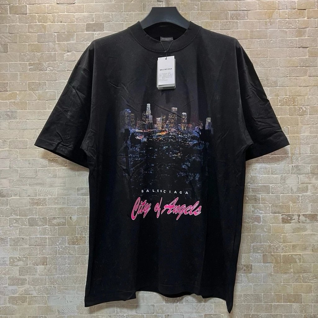 Bale * nca * ga City Neon Night View City Limited Angola เสื้อยืดแขนสั้นครึ่งแขน tee Night View พิมพ