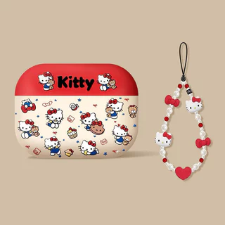 เคสหูฟังคิตตี้น่ารักสําหรับ แอร์พอด 1 2 3 4 มือโปร 2 แอร์พอด มือโปร3 ชุดหูฟังบลูทูธไร้สายฝาครอบป้องกันพร้อมจี้