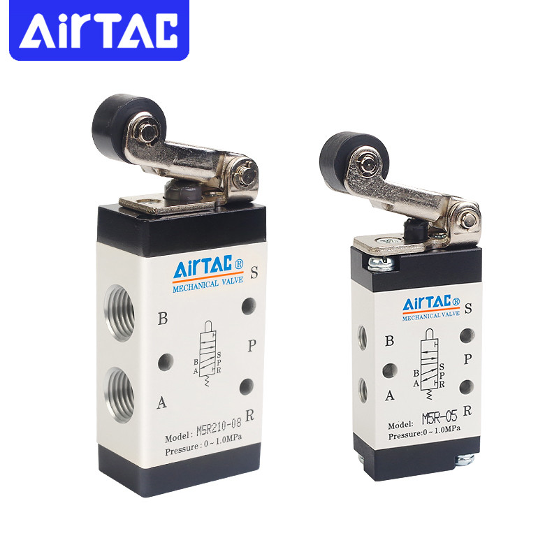 AirTac Mechanical วาล์วสวิทช์ M5R110/M5R210 นิวเมติก 5/2 Way Control วาล์ว M5R Seereis Roller ประเภท