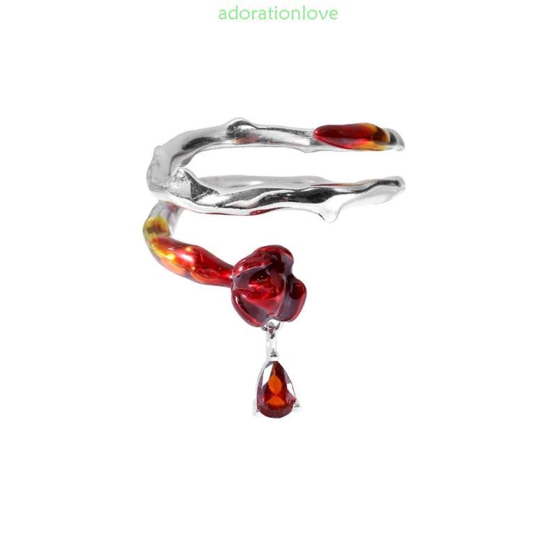 Ador Rose Flower Ring Fashion Lady Finger Jewellery Valentines Day Y2K Jewelry