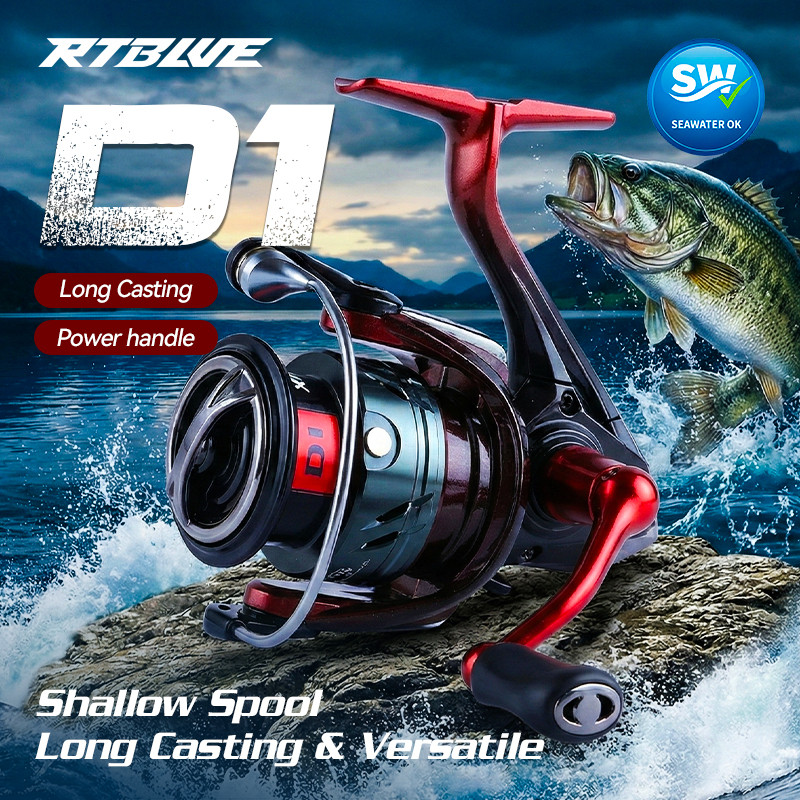 BEARKING RTBLUE D1 REEL 5.2:1 รอกสปินนิ่งสำหรับน้ำจืดและน้ำเค็ม รองรับน้ำหนักได้ถึง 10 กก.