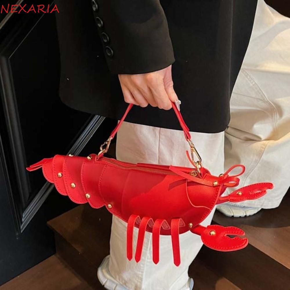 กระเป๋าทรงกุ้งก้ามกราม แบบสะพายข้าง ทนทานต่อการกระแทกลงน้ำ น้ำหนักเบา สีแดงสดใส