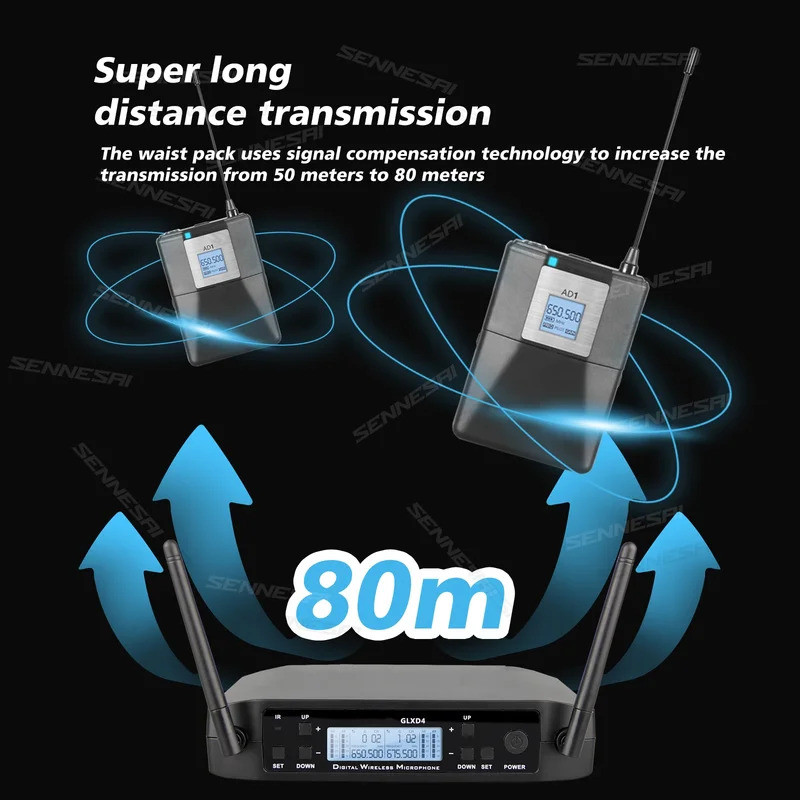 คุณภาพสูงสุด!GLXD4 Professional UHF กีตาร์ไร้สายระบบเครื่องส่งสัญญาณและตัวรับสัญญาณสําหรับออร์แกนอิเ