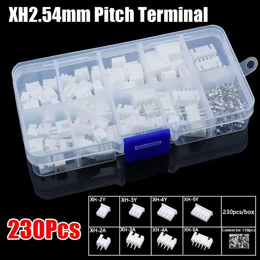 19VJKEPSHOP 230 ชิ้น Pin Connector, ชายและหญิง 2 P 3 P 4 P 5pin 2.54 มม.Pitch Terminal, 4 ค่า XH2.54 ชุดขั้วต่อเทอร์มินัลชุด