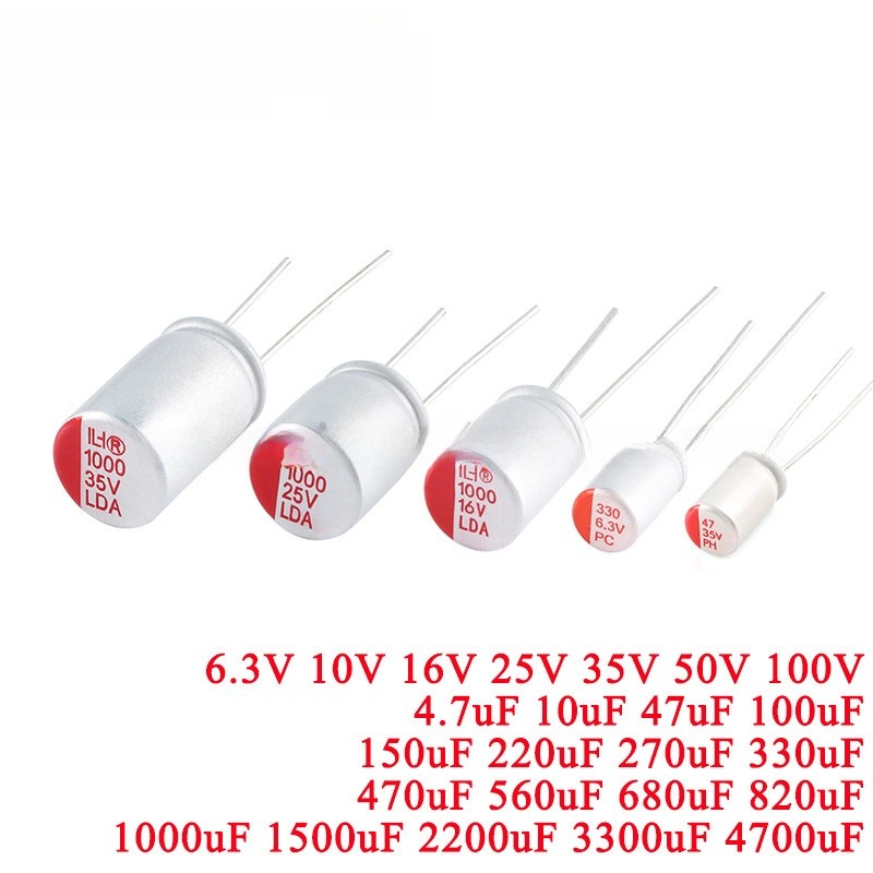 5pcs DIP Solid Electrolytic Capacitor Super Low ESR 6.3V 16V 25V 35V 50V 100UF 270UF 470UF 220 330 5
