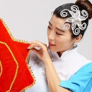 จัดส่งรวดเร็ว มงกุฎประดับเพชร ที่คาดผม ประดับคริสตัล รูปดอกไม้ สำหรับเต้นรำ การแสดง วัสดุพลาสติก สีเงิน สีทอง