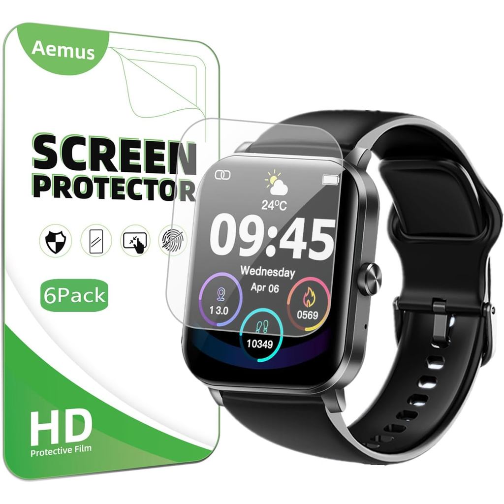 ป้องกันหน้าจอสําหรับ QONBINK TG38 / K62 สมาร์ทวอท์ช 1.85 " (6 แพ็ค) Clear TPU Soft Film ใช้งานร่วมกั