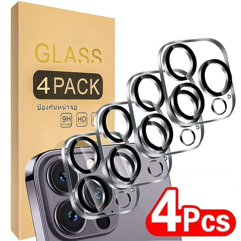 4PCS HD กล้องด้านหลังกระจกนิรภัยสําหรับ iPhone 12 13 Mini 14 15 16 17Pro Max ด้านหลัง Len ป้องกันหน้าจอ Anti-scratch ฟิล์มแก้ว