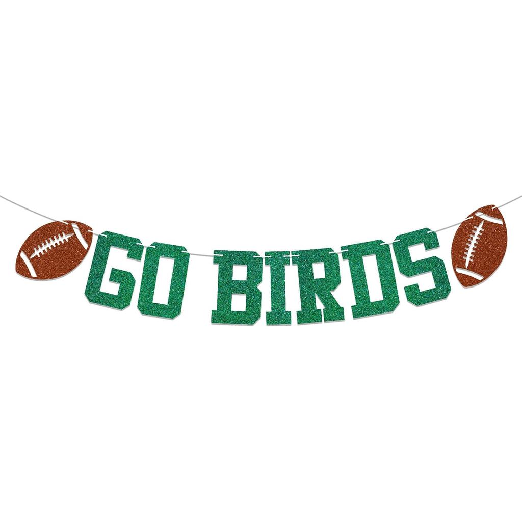 Go Birds Banner - แบนเนอร์ Fly Eagles, ตกแต่งวันเกม Eagles, Fly Eagles Fly Party ตกแต่งสีเขียว