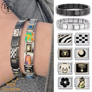 สร้อยข้อมือ charm black series สไตล์อิตาเลียน ขนาด 9 มม. สแต…