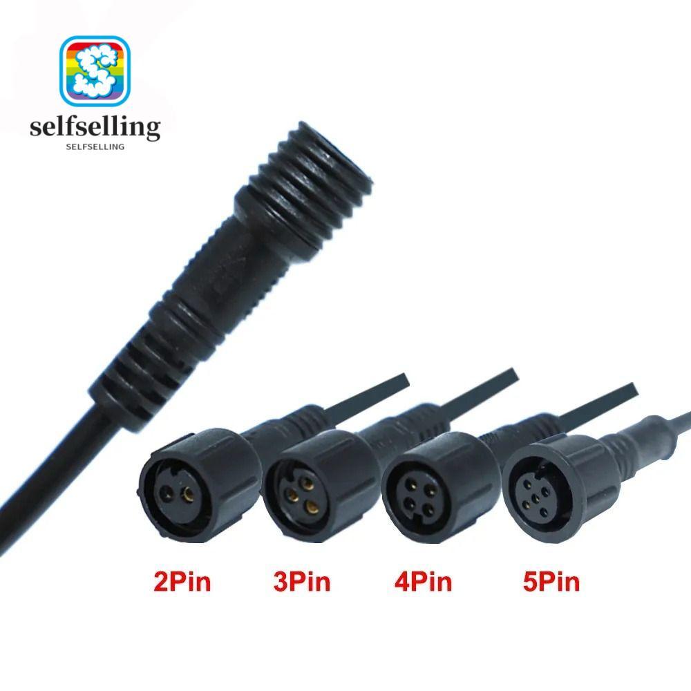 SELFS ชายหญิง LED Connector, 20 ซม.IP67 2Pin 3Pin 4Pin แจ็ค,สายสีดํา 2Pin 3Pin 4Pin สายไฟกันน้ํา LED