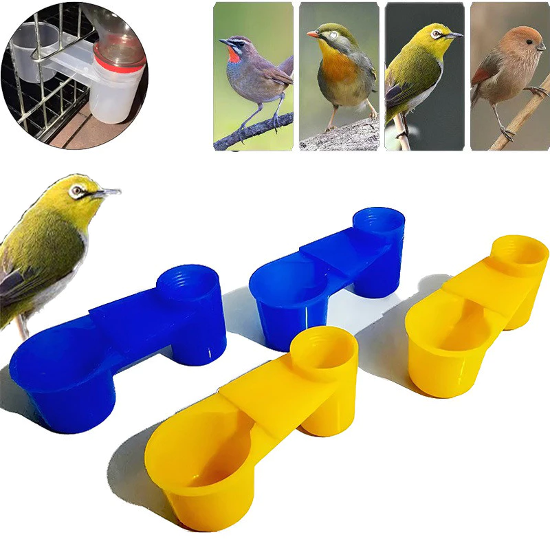 bird น้ําดื่มถ้วยคู่นกชาม waterer เครื่องป้อนน้ำอัตโนมัติพลาสติก สำหรับนก แมว ไก่ นกพิราบ ถ้วยคู่พร้