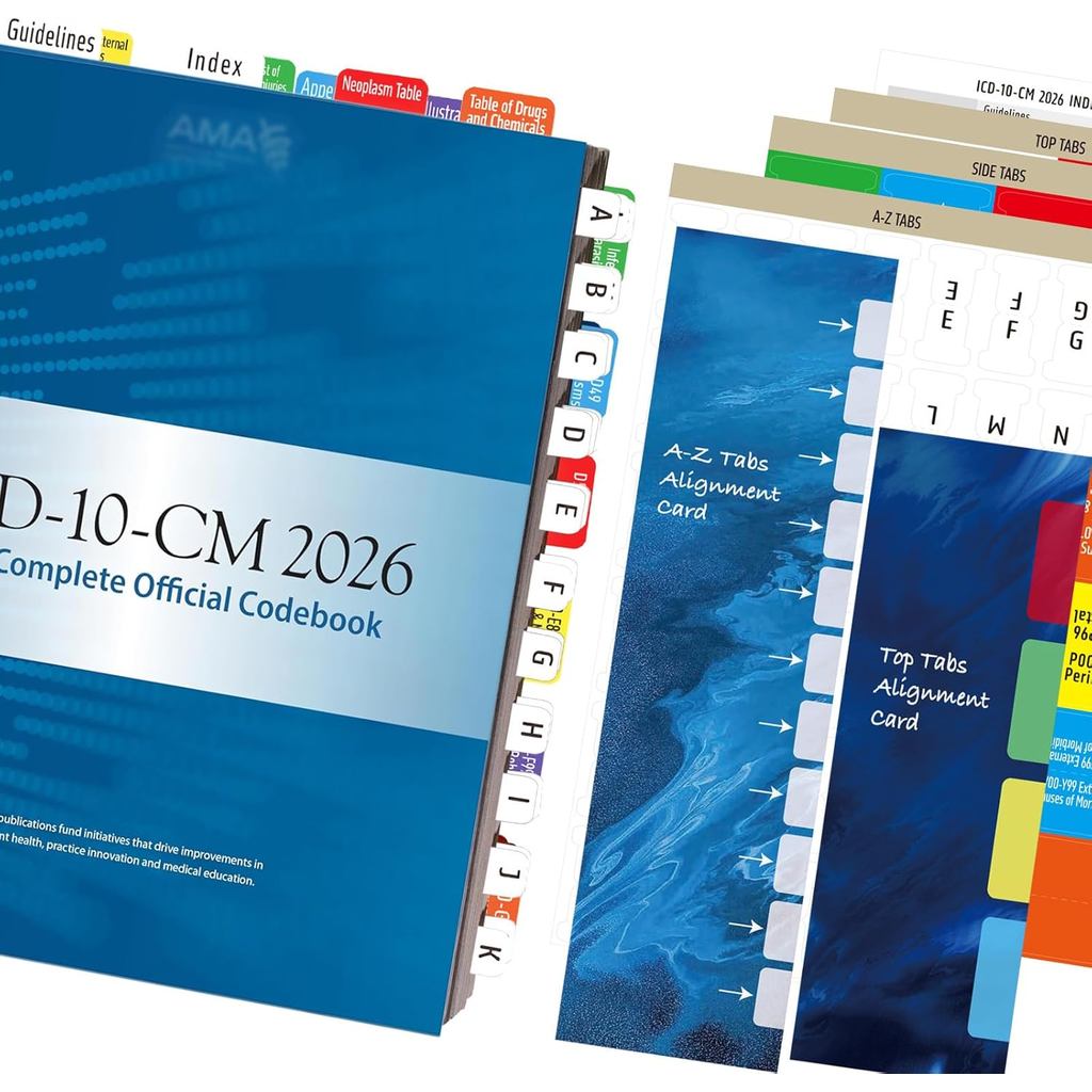 แท็บดัชนีสําหรับ ICD-10-CM 2026 หนังสือโค้ดอย่างเป็นทางการที่สมบูรณ์ - นําทางด้วยความแม่นยําในหนังสื